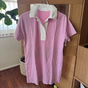 Everlane pink polo dress with white collar
